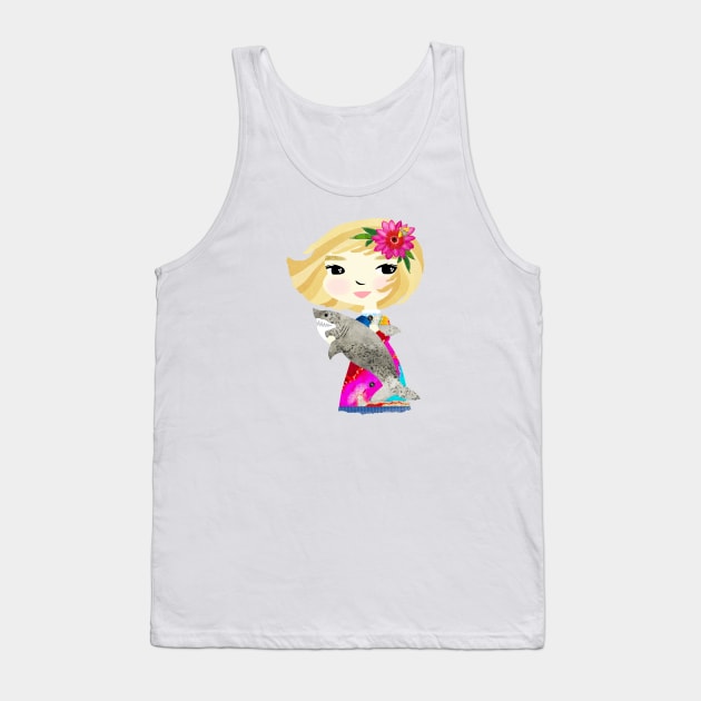 Girl with Great White Shark/Cordelia & Carl Tank Top by tracey